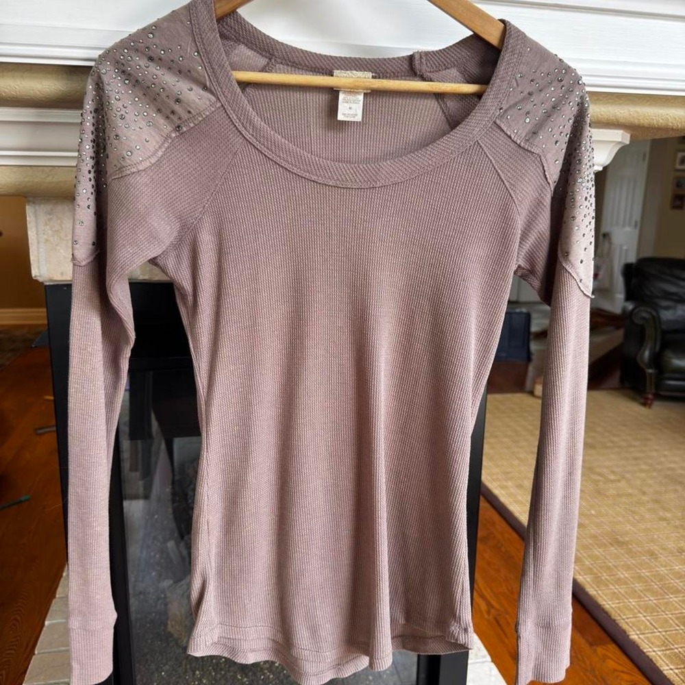 Daytrip Mauve Studded Thermal Long Sleeve Indie Sleeze Skater